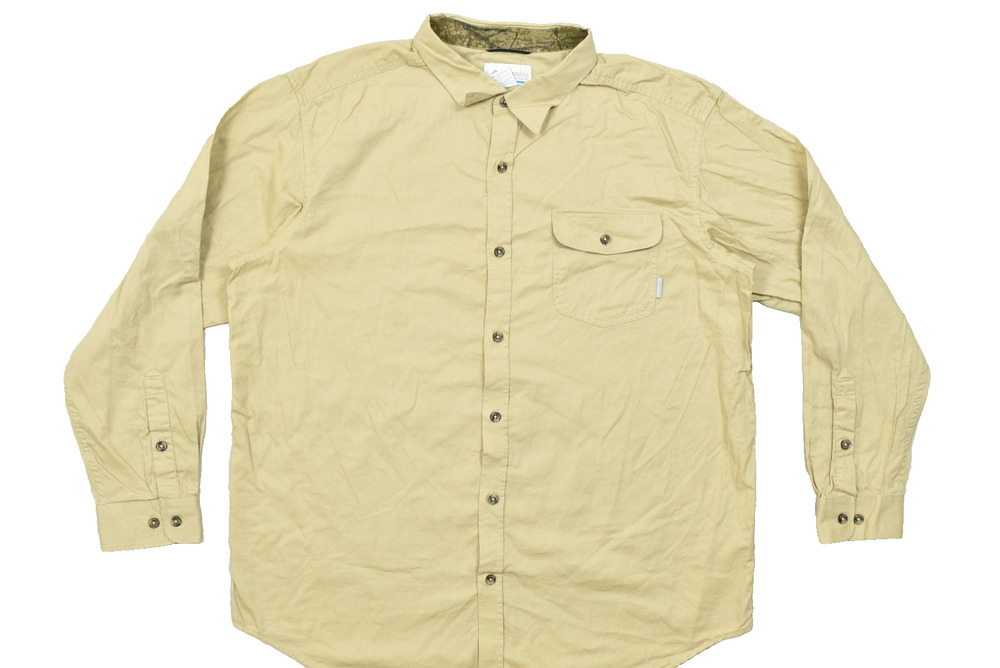 Columbia Shirt Mens XXL Khaki Cotton Long Sleeve Button Down Fishing Outdoor Hik
